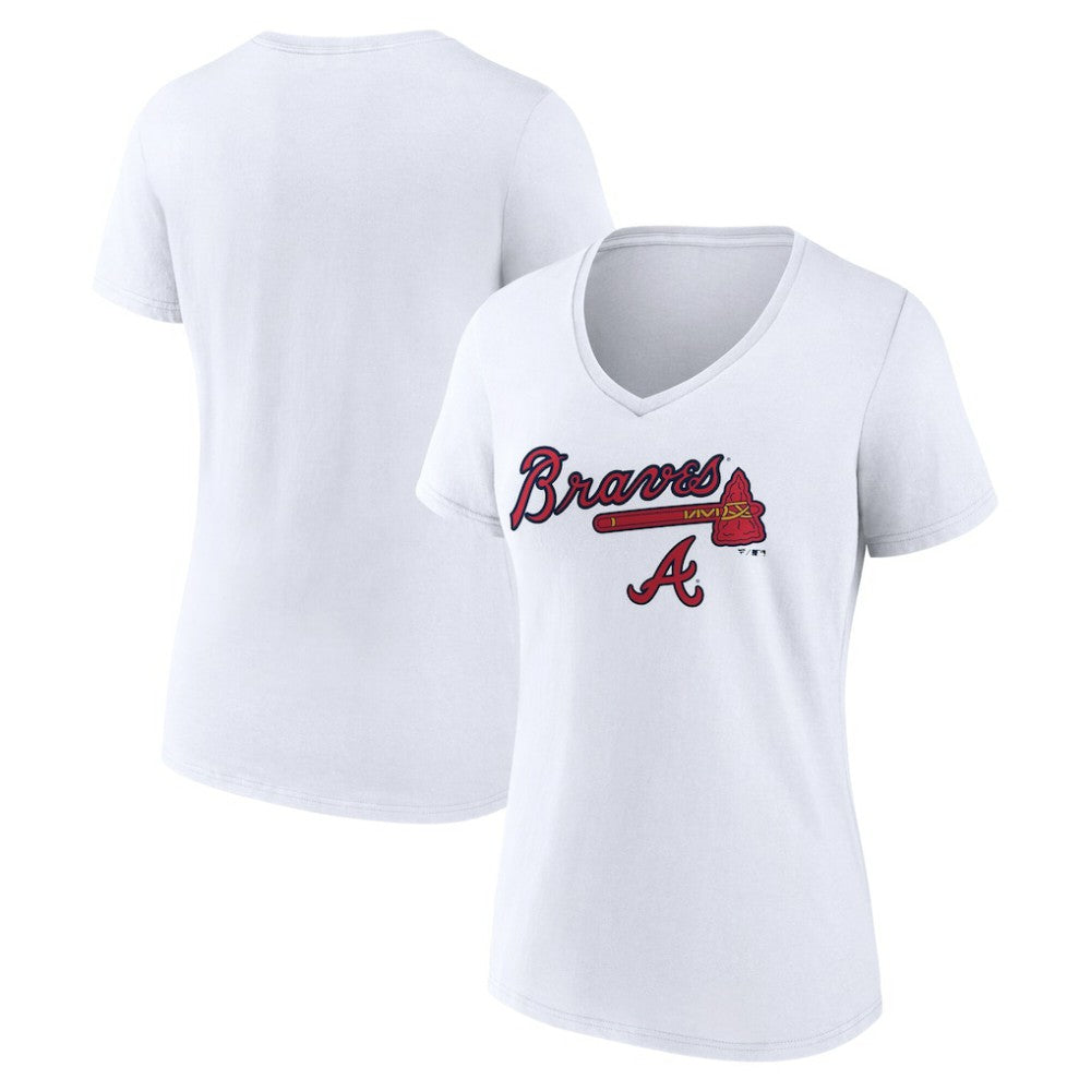 Atlanta Braves Women's Team Lockup V-Neck T-Shirt Near Me