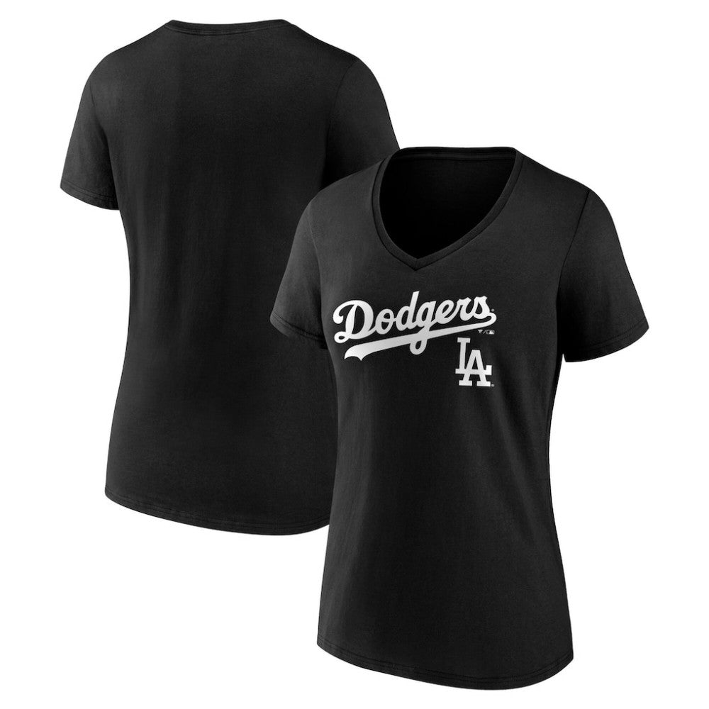 Los Angeles Dodgers Women's Team Lockup V-Neck T-Shirt Online