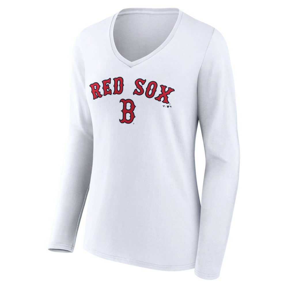 Boston Red Sox Women's Team Lockup Long Sleeve V-Neck T-Shirt Outlet