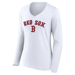 Boston Red Sox Women's Team Lockup Long Sleeve V-Neck T-Shirt Outlet