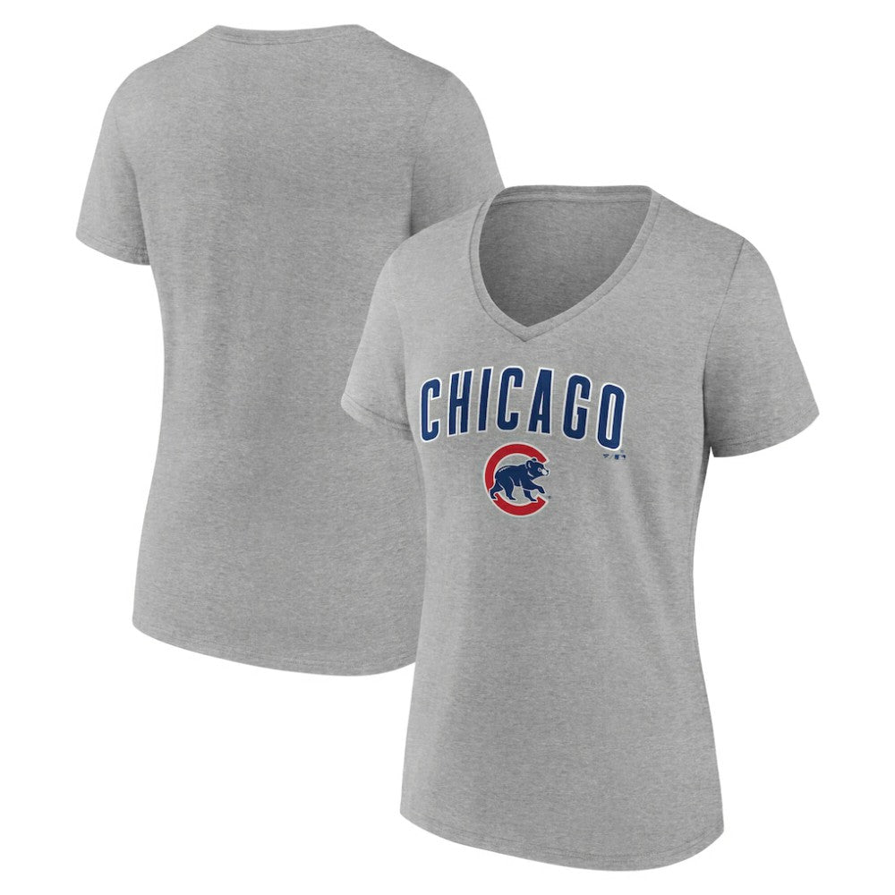 Chicago Cubs Women's Team Lockup V-Neck T-Shirt Online