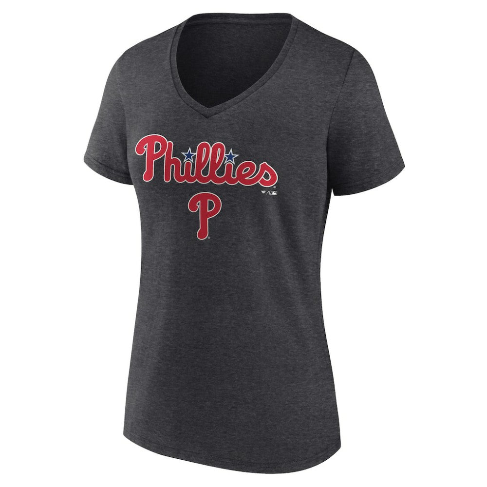 Philadelphia Phillies Women's Team Lockup V-Neck T-Shirt for sale