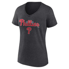 Philadelphia Phillies Women's Team Lockup V-Neck T-Shirt for sale
