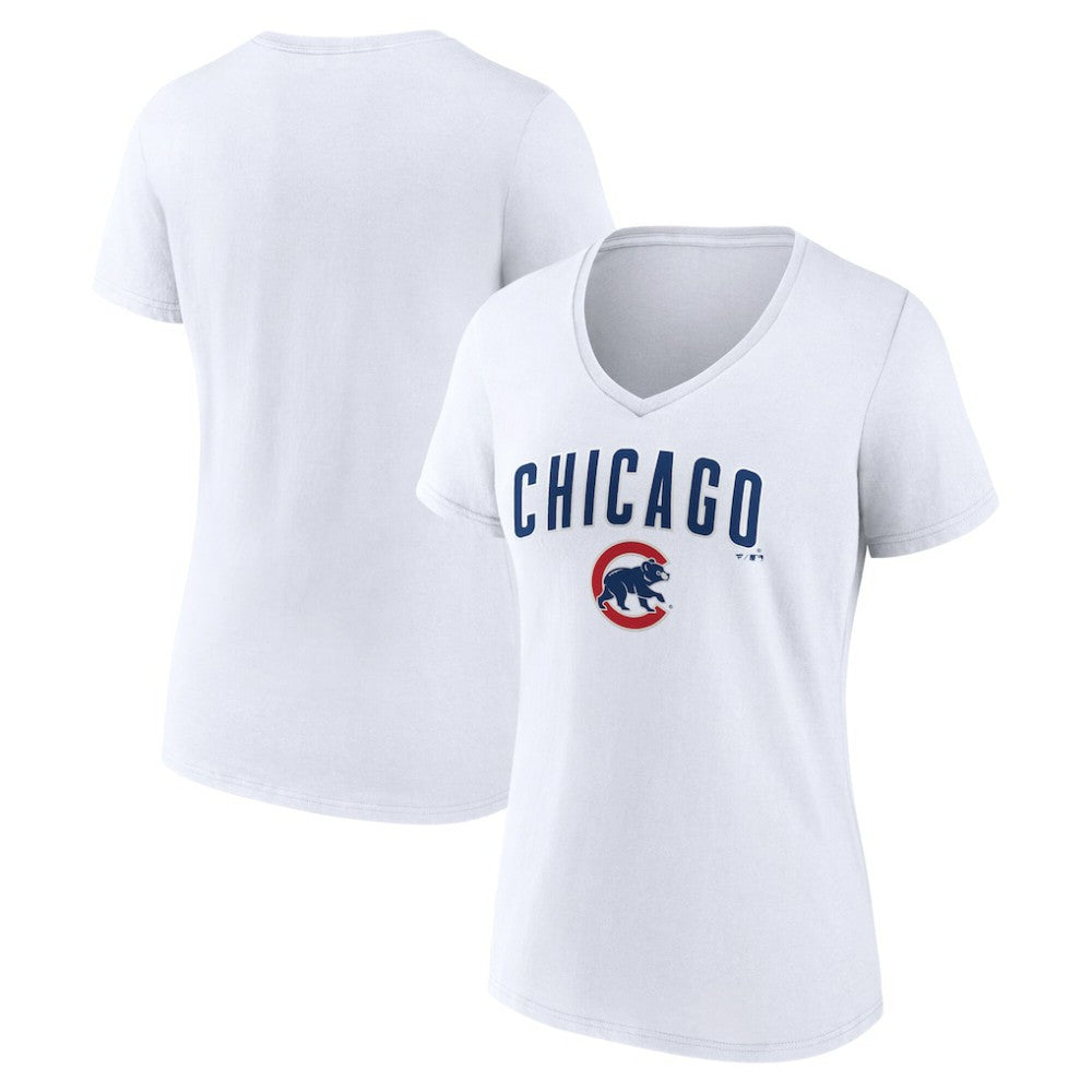 Chicago Cubs Women's Team Lockup V-Neck T-Shirt for sale