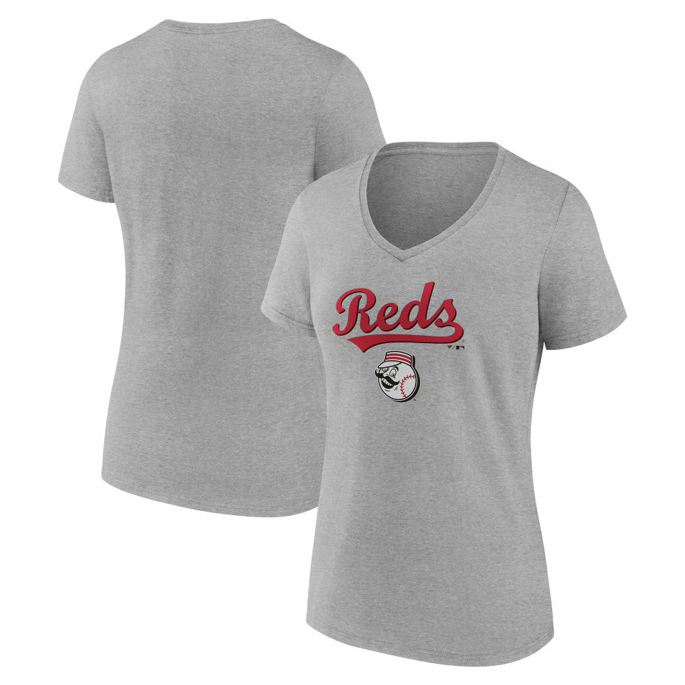 Cincinnati Reds Women's Team Lockup V-Neck T-Shirt for sale
