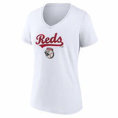 Cincinnati Reds Women's Team Lockup V-Neck T-Shirt Outlet