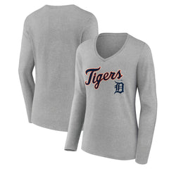 Detroit Tigers Women's Team Lockup Long Sleeve V-Neck T-Shirt for sale
