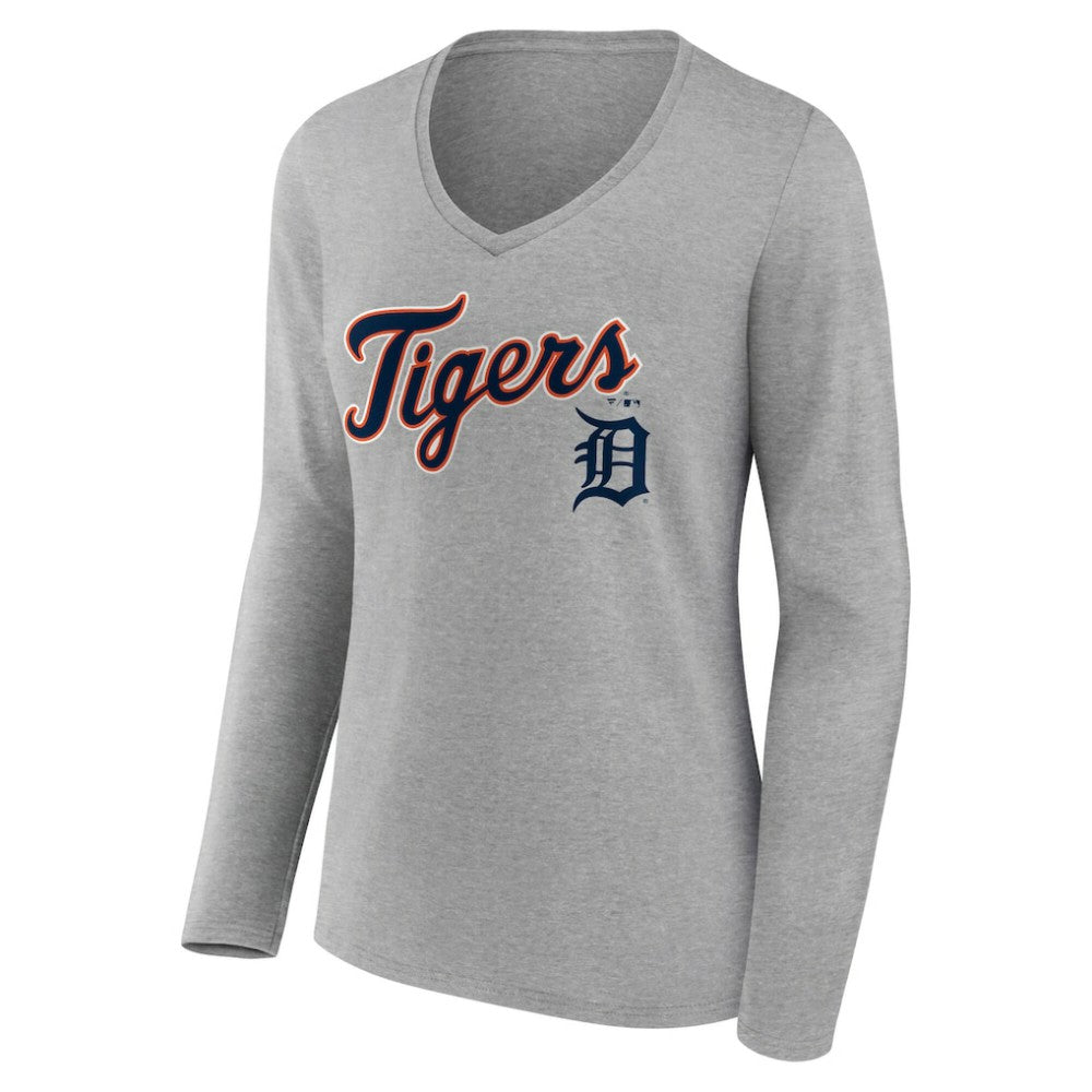 Detroit Tigers Women's Team Lockup Long Sleeve V-Neck T-Shirt for sale