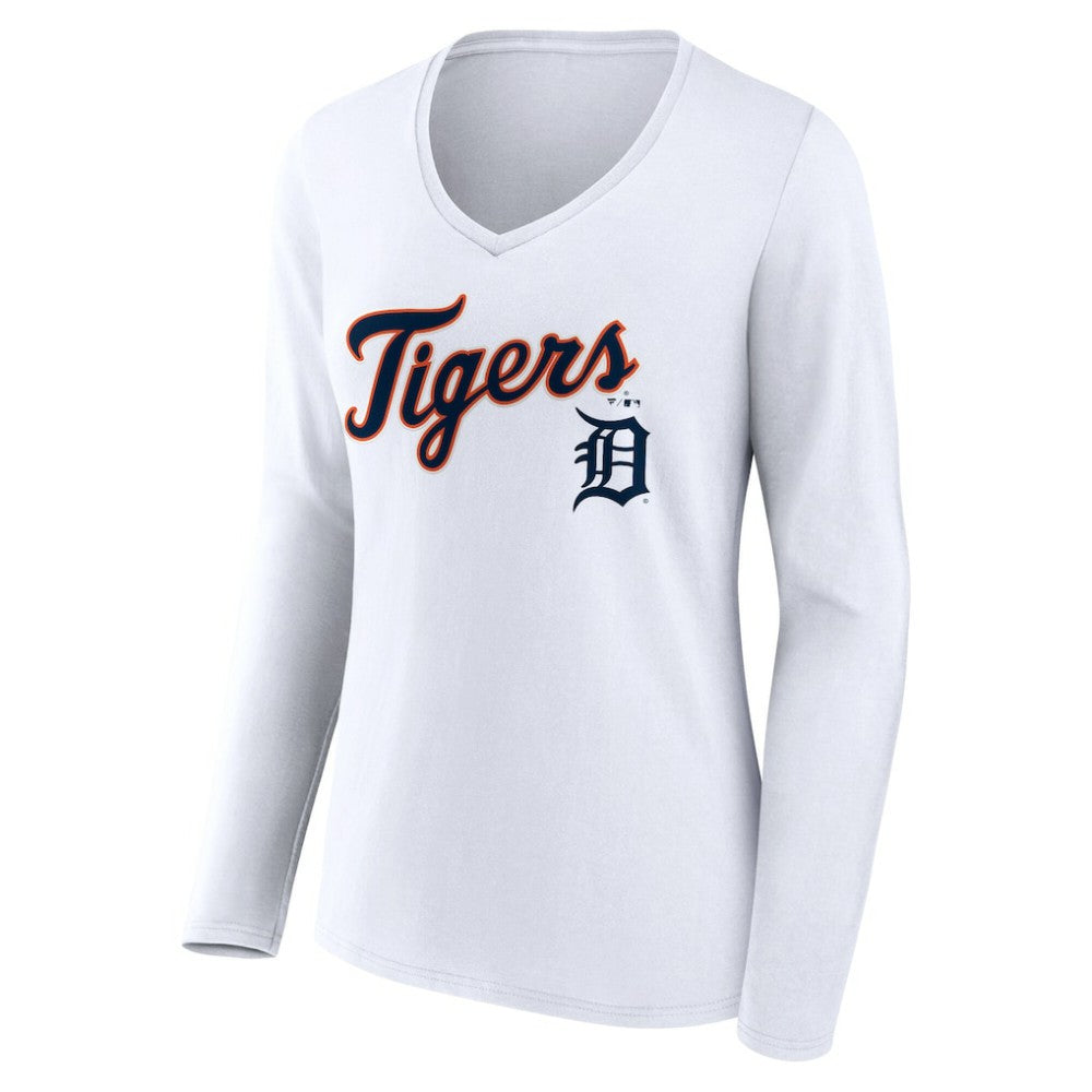 Detroit Tigers Women's Team Lockup Long Sleeve V-Neck T-Shirt for sale