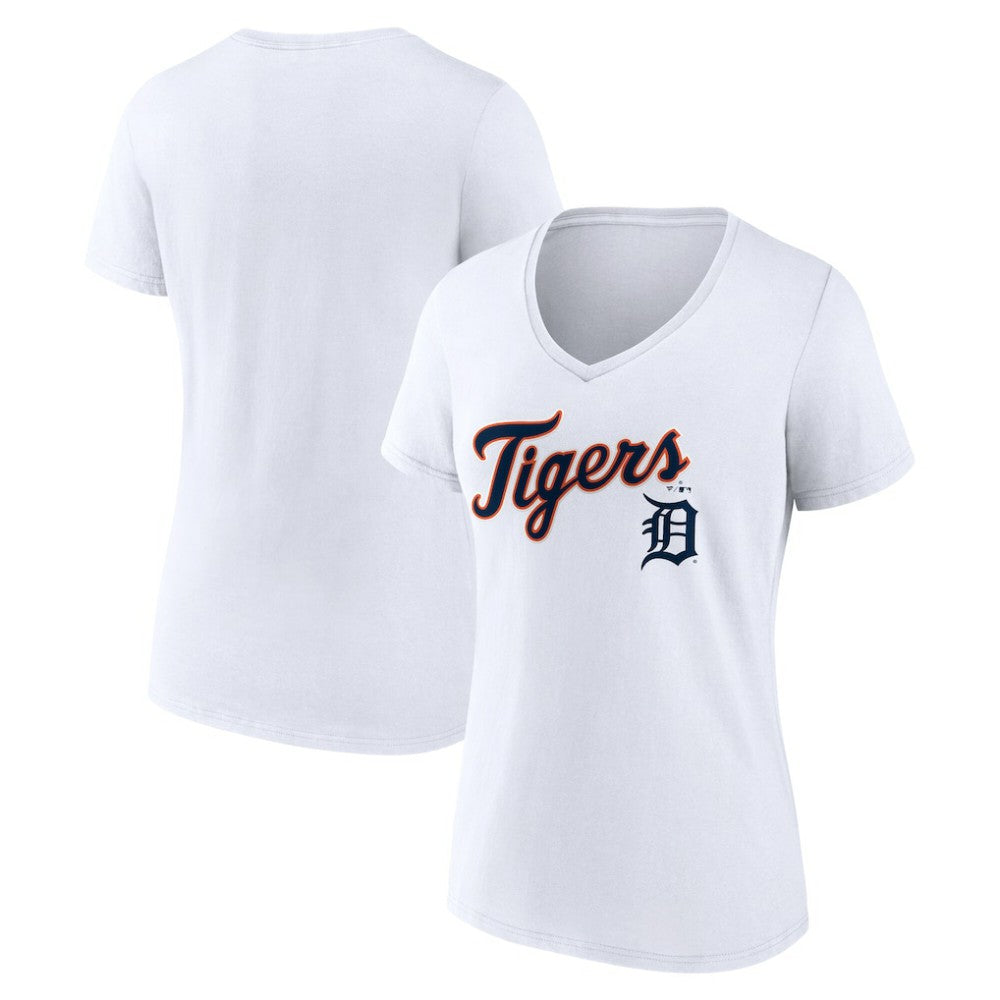Detroit Tigers Women's Team Lockup V-Neck T-Shirt Discount