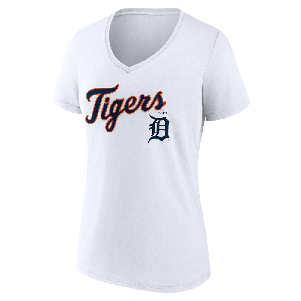 Detroit Tigers Women's Team Lockup V-Neck T-Shirt Discount