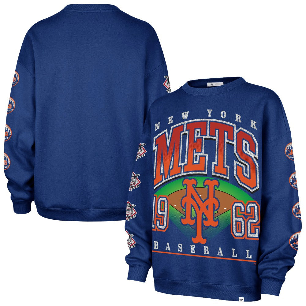 New York Mets '47 Women's Trendy Team Go Big Oversized Sweatshirt Discount