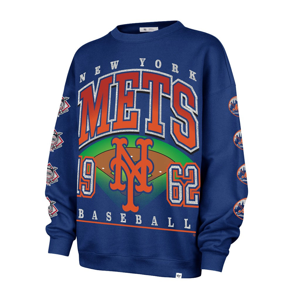 New York Mets '47 Women's Trendy Team Go Big Oversized Sweatshirt Discount