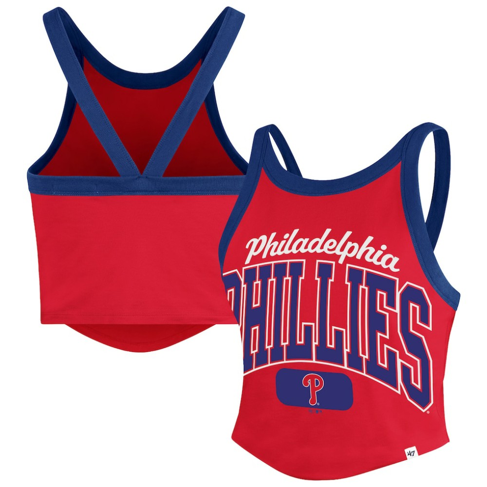 Philadelphia Phillies '47 Women's Trendy Team Rally Sporty Cropped Racerback Tank Top Discount