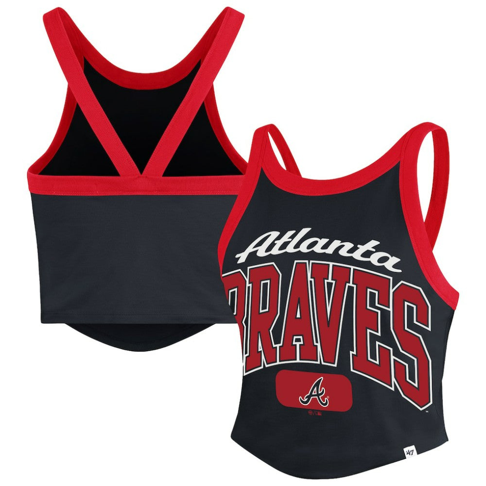 Atlanta Braves '47 Women's Trendy Team Rally Sporty Cropped Racerback Tank Top for sale