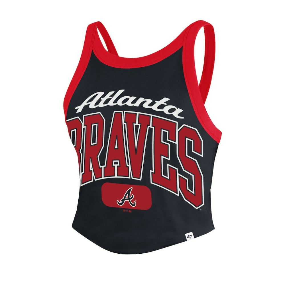 Atlanta Braves '47 Women's Trendy Team Rally Sporty Cropped Racerback Tank Top for sale
