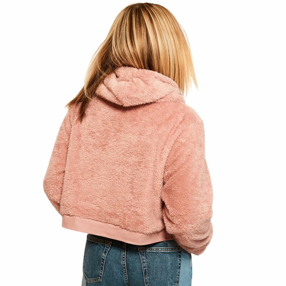 Detroit Lions Jill Martin Women's Tonal Sherpa Cropped Hoodie - Pink - NFL