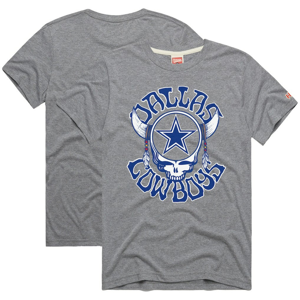 Dallas Cowboys Homage NFL x Grateful Dead Tri-Blend T-Shirt - Gray - NFL