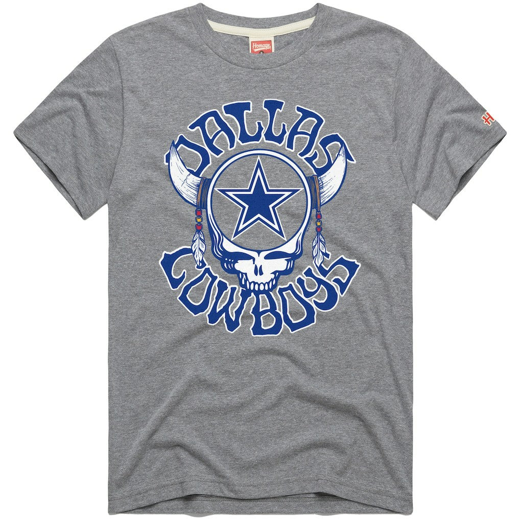 Dallas Cowboys Homage NFL x Grateful Dead Tri-Blend T-Shirt - Gray - NFL