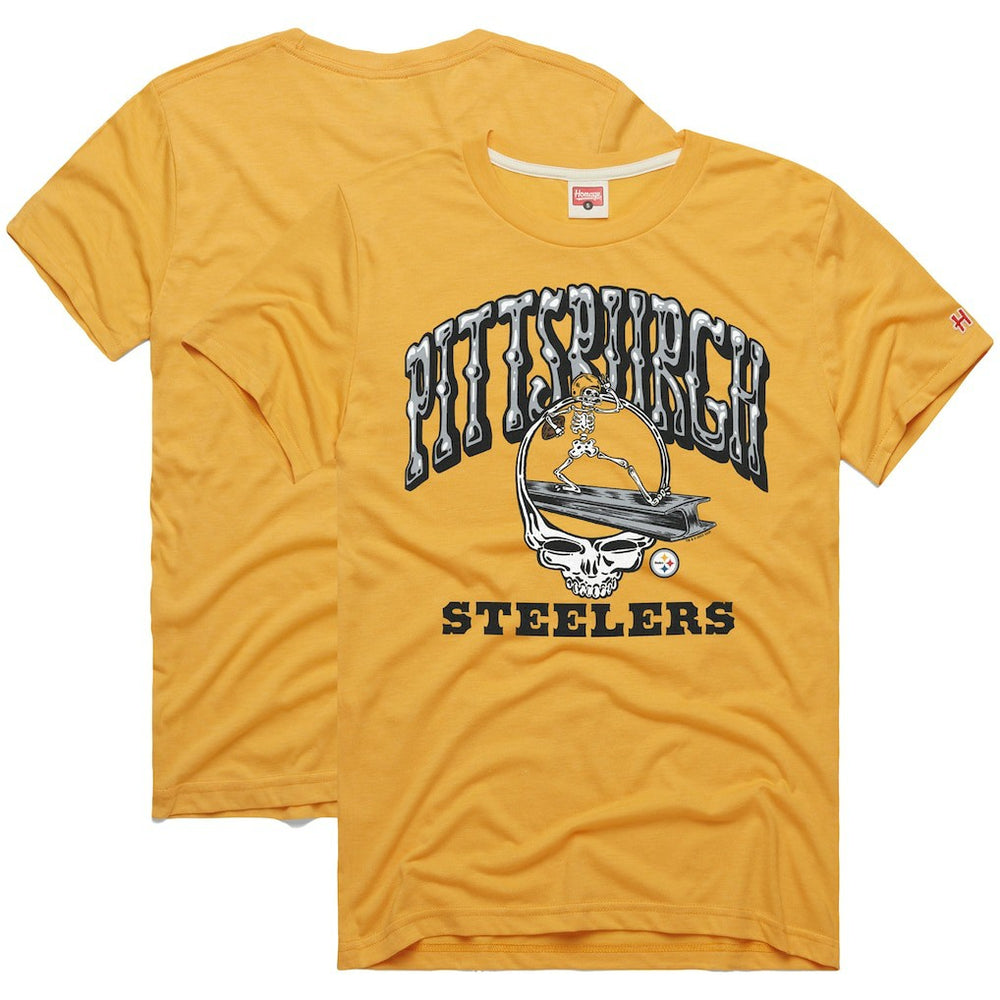 Pittsburgh Steelers Homage NFL x Grateful Dead Tri-Blend T-Shirt - Gold - NFL