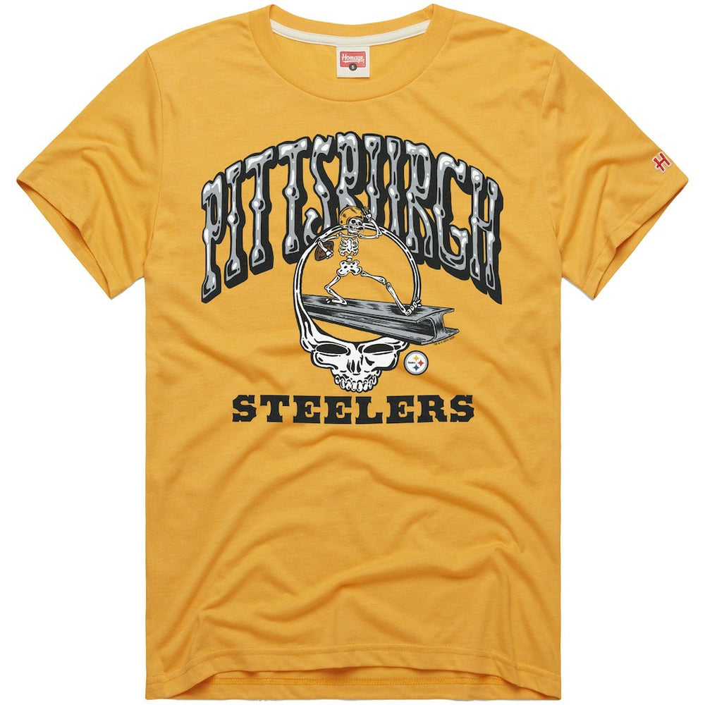 Pittsburgh Steelers Homage NFL x Grateful Dead Tri-Blend T-Shirt - Gold - NFL