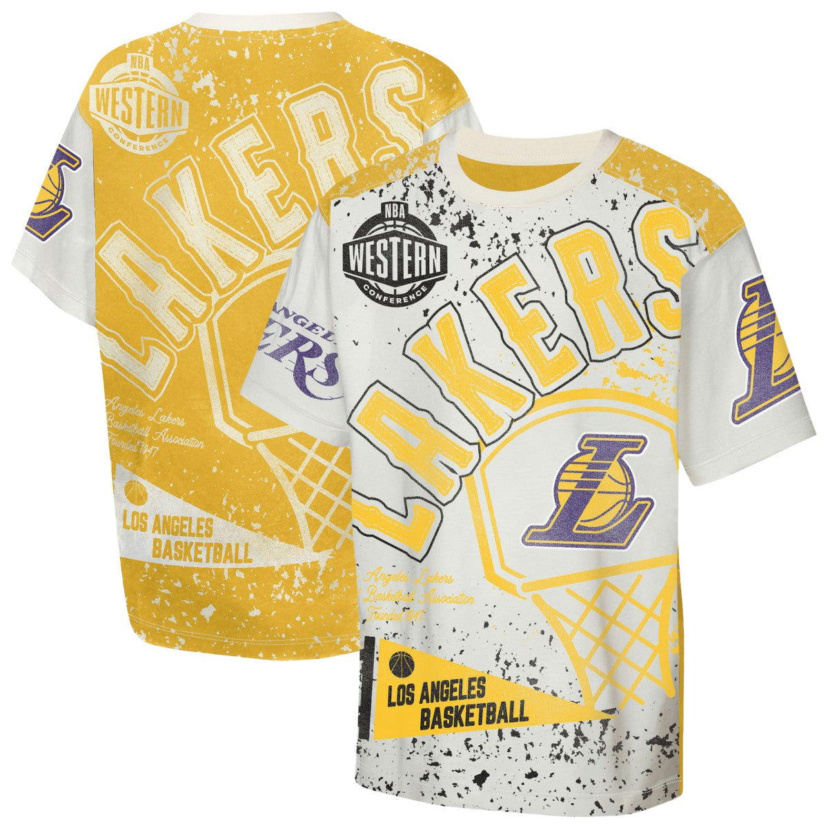 Los Angeles Lakers Outerstuff Youth Top Player All-Over-Print T-Shirt Cream