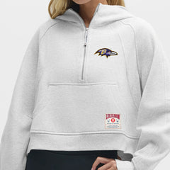 Baltimore Ravens lululemon Women's Scuba Oversized Half-Zip Hoodie - Heathered Core Ultra Light Grey - NFL