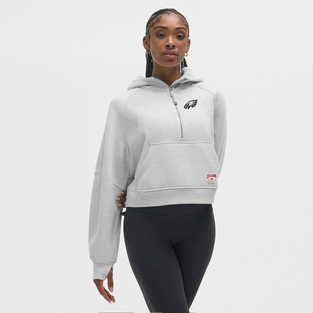 Philadelphia Eagles lululemon Women's Scuba Oversized Half-Zip Hoodie - Heathered Core Ultra Light Grey - NFL
