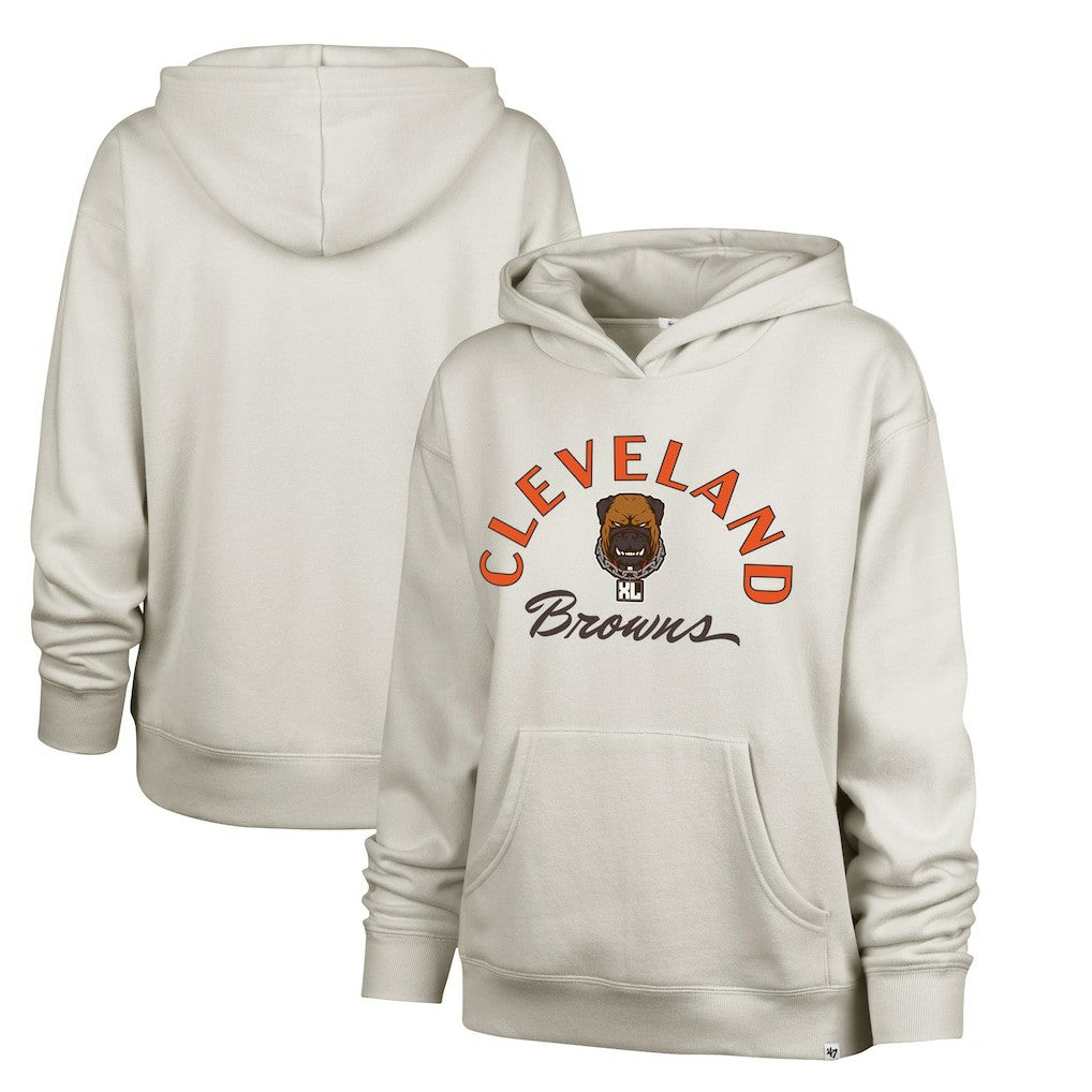 Cleveland Browns '47 Women's Dawg Pound XL Whirlwind Naomi Pullover Hoodie - Cream - 47 brand