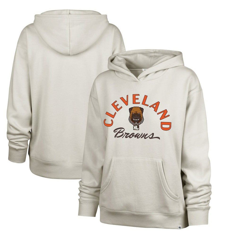 Cleveland Browns '47 Women's Dawg Pound XL Whirlwind Naomi Pullover Hoodie - Cream - 47 brand