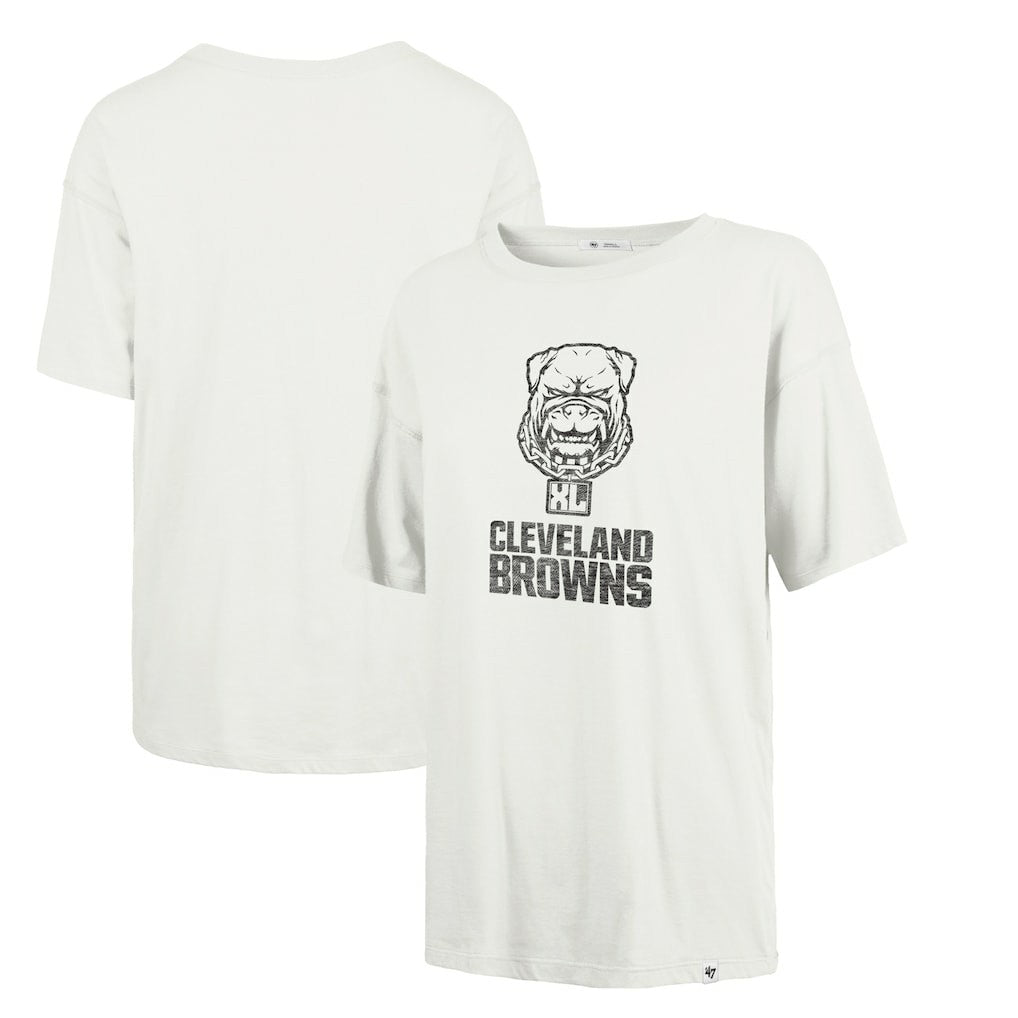 Cleveland Browns '47 Women's Dawg Pound XL Premier Sadie Oversized T-Shirt - Cream - 47 brand