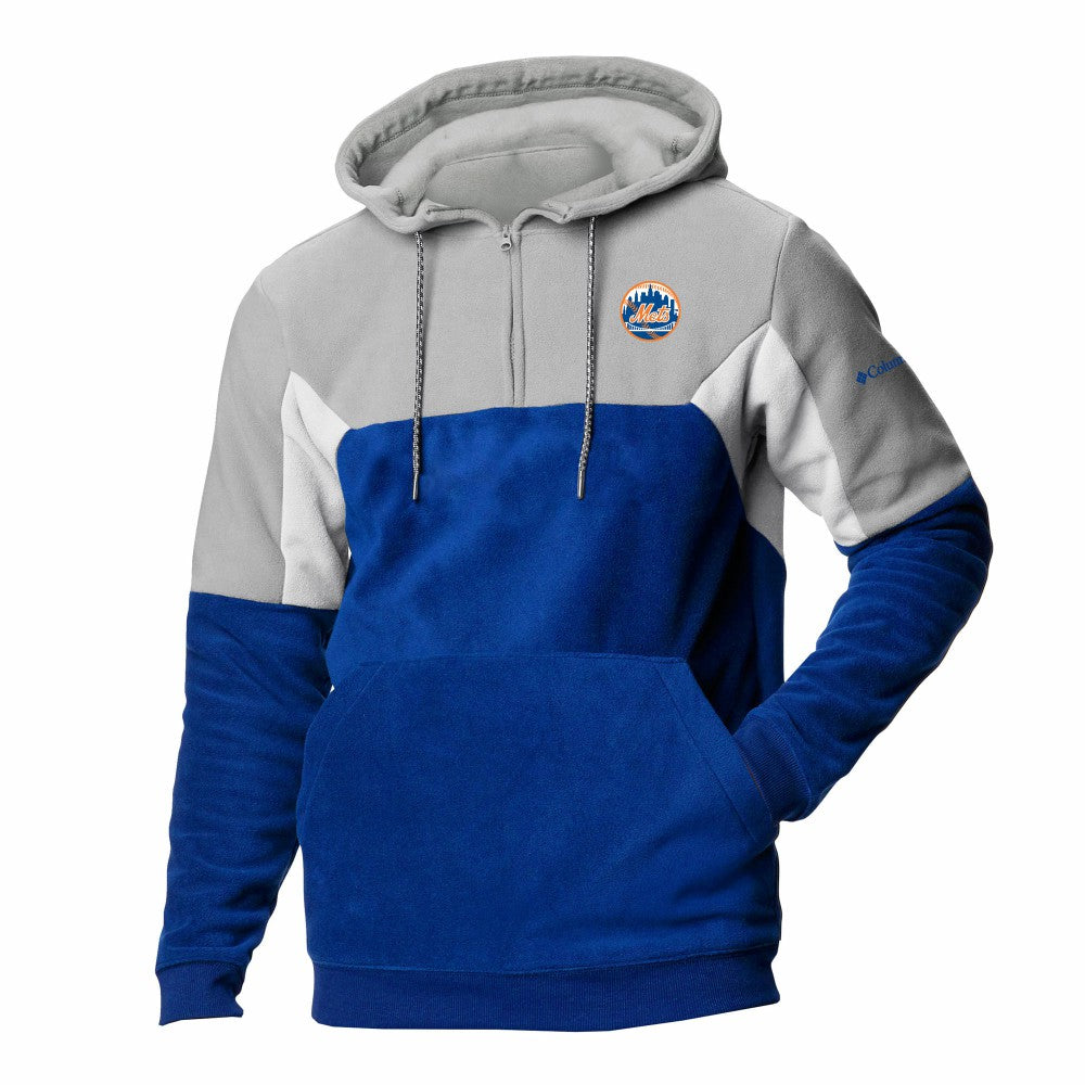 New York Mets Columbia Men's Lodge Fleece Quarter-Zip Hoodie Sale