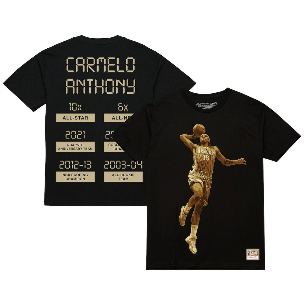 Carmelo Anthony Denver Nuggets Male Adult Black NBA ULTIMATE PLAYER GOLD TEE