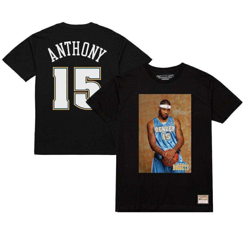 Carmelo Anthony Denver Nuggets Rookie Photo Name & Number T-Shirt Black