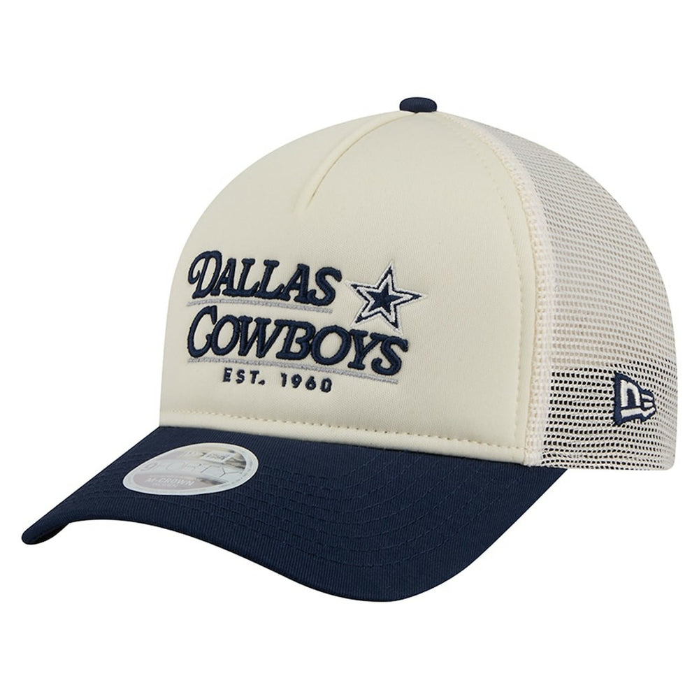 Dallas Cowboys New Era Women's Retro A-Frame 9FORTY Adjustable Hat - Cream/Navy - NFL