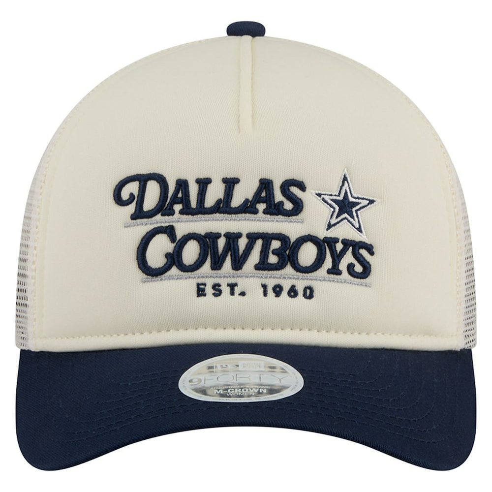 Dallas Cowboys New Era Women's Retro A-Frame 9FORTY Adjustable Hat - Cream/Navy - NFL