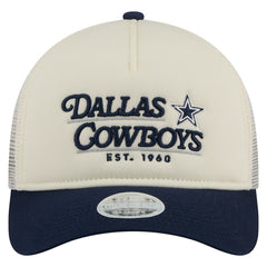 Dallas Cowboys New Era Women's Retro A-Frame 9FORTY Adjustable Hat - Cream/Navy - NFL