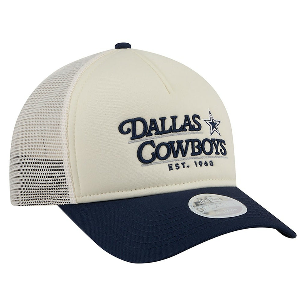 Dallas Cowboys New Era Women's Retro A-Frame 9FORTY Adjustable Hat - Cream/Navy - NFL