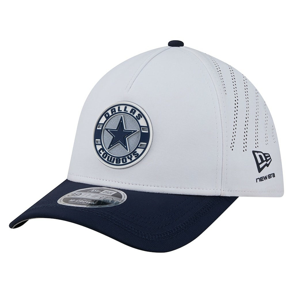 Dallas Cowboys New Era Patch 39THIRTY A-Frame M-Crown Perforated Flex Hat - White/Navy - NFL