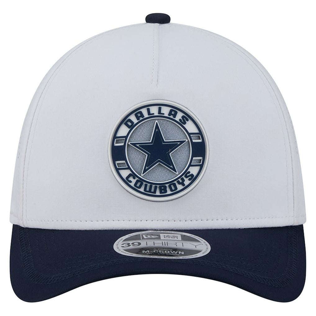 Dallas Cowboys New Era Patch 39THIRTY A-Frame M-Crown Perforated Flex Hat - White/Navy - NFL