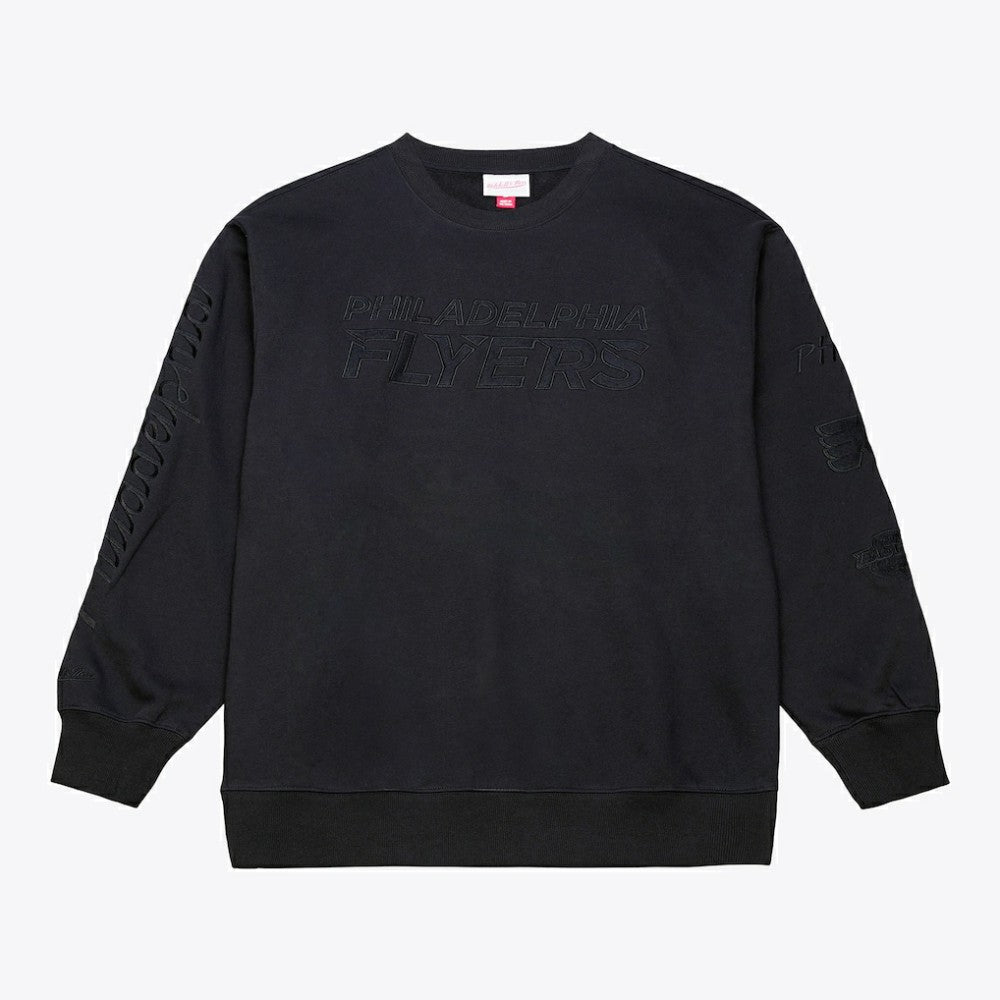 Philadelphia Flyers Mitchell & Ness Phantom Fleece Crew Neck Sweatshirt - Black | NHL Clearance