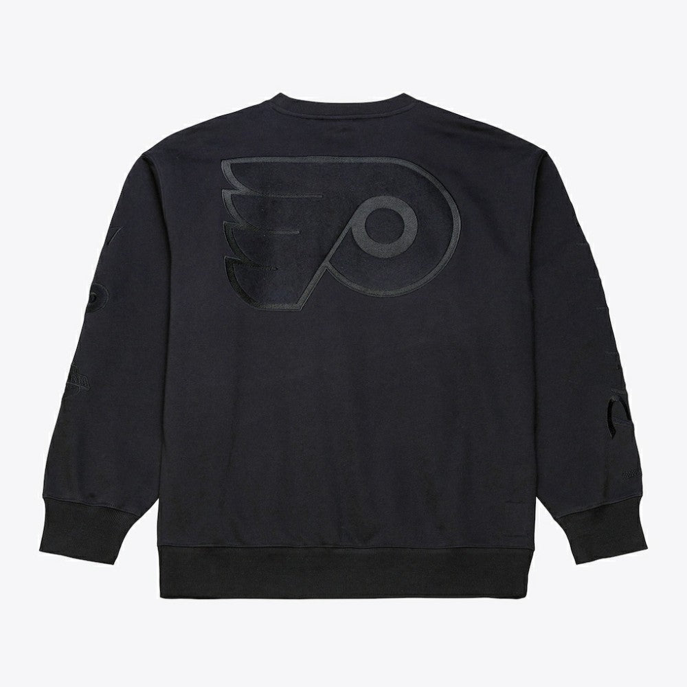 Philadelphia Flyers Mitchell & Ness Phantom Fleece Crew Neck Sweatshirt - Black | NHL Clearance
