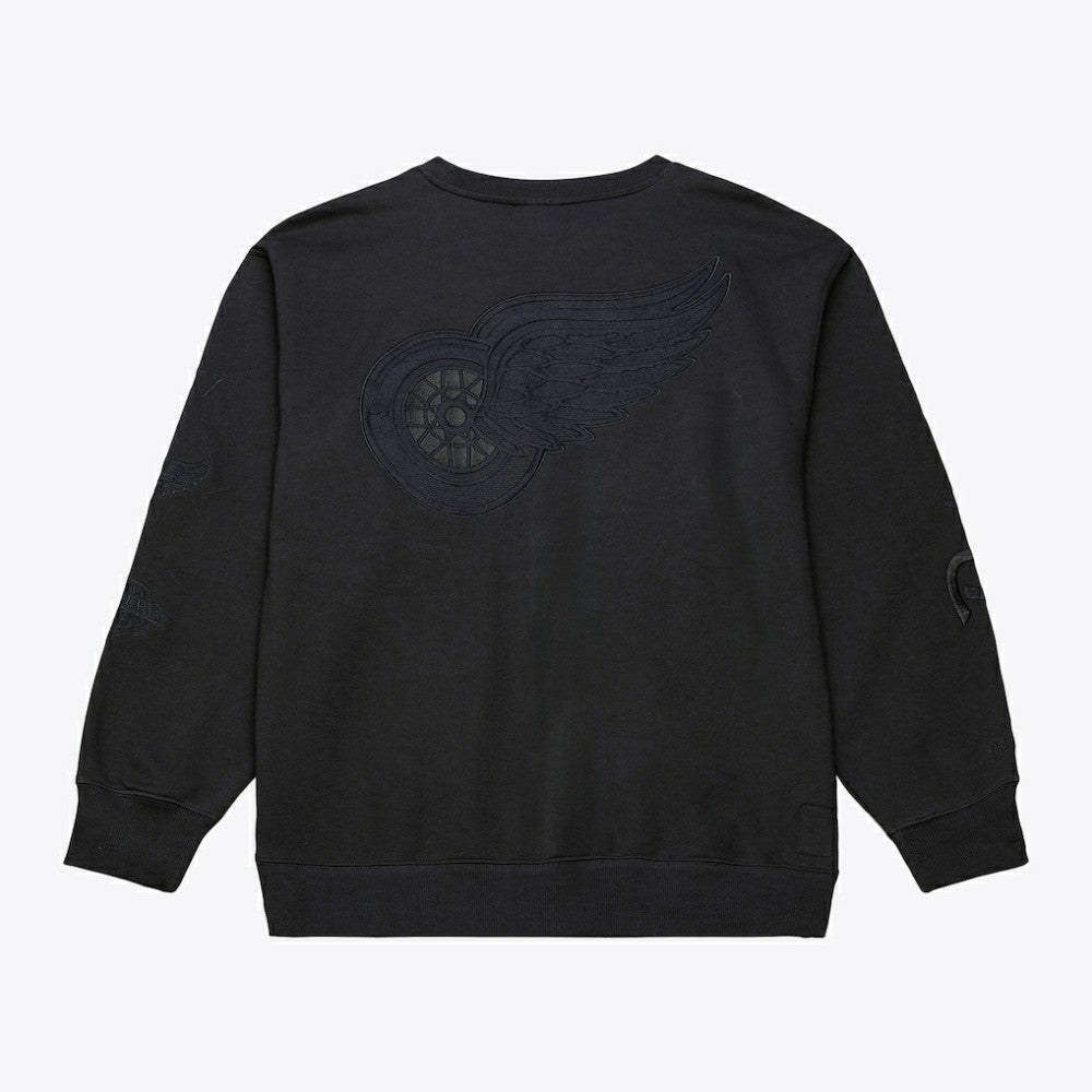 Detroit Red Wings Mitchell & Ness Phantom Fleece Crew Neck Sweatshirt - Black | NHL on sale