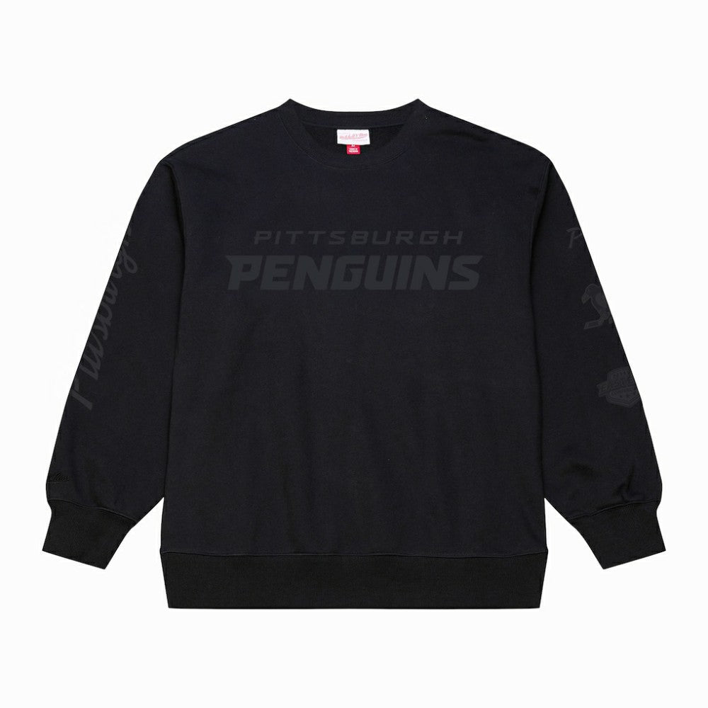 Pittsburgh Penguins Mitchell & Ness Phantom Fleece Crew Neck Sweatshirt - Black | NHL Clearance
