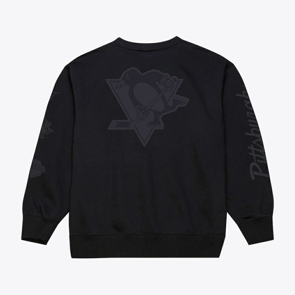 Pittsburgh Penguins Mitchell & Ness Phantom Fleece Crew Neck Sweatshirt - Black | NHL Clearance