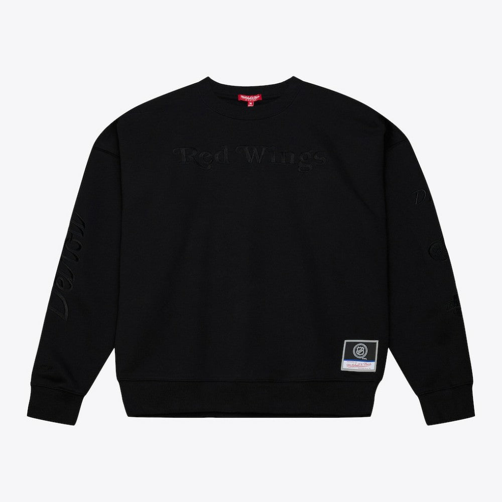Detroit Red Wings Mitchell & Ness Unisex Phantom Fleece Crew Neck Sweatshirt - Black | NHL Clearance