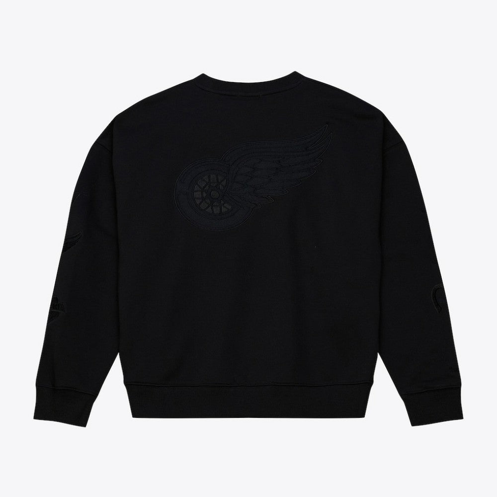 Detroit Red Wings Mitchell & Ness Unisex Phantom Fleece Crew Neck Sweatshirt - Black | NHL Clearance