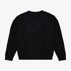 Detroit Red Wings Mitchell & Ness Unisex Phantom Fleece Crew Neck Sweatshirt - Black | NHL Clearance
