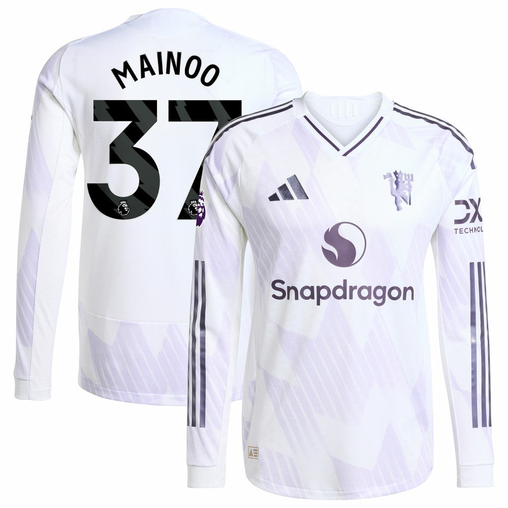 Adidas - Kobbie Mainoo Manchester United 2025/26 Away Long Sleeve Player Jersey - White