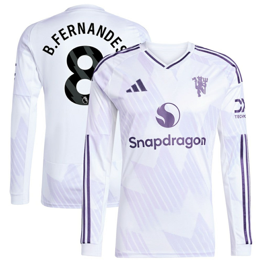 Adidas - Bruno Fernandes Manchester United 2025/26 Away Replica Long Sleeve Player Jersey - White